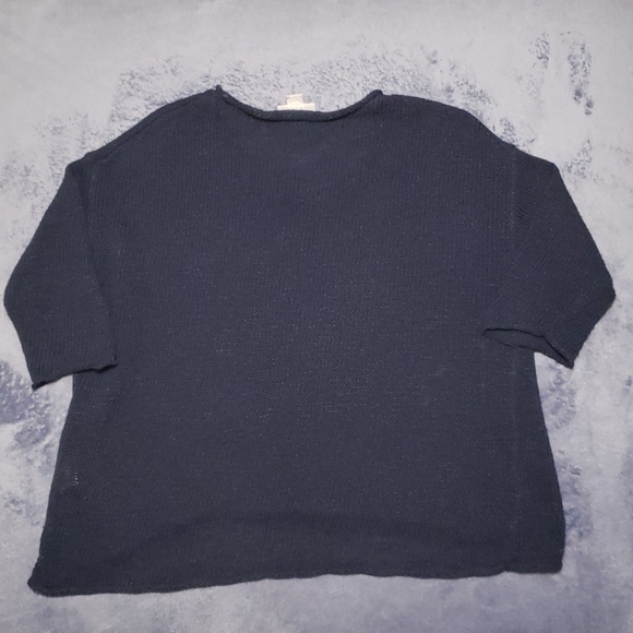 Navy Scoop Neck Knit Sweater - Picture 2 of 5